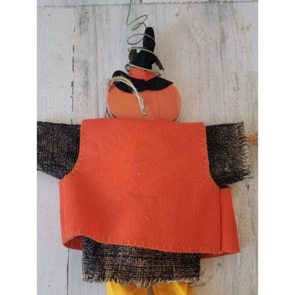 Vintage pumpkin scarecrow hanging doll prop Halloween decor unique - Picture 9 of 9